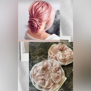 Hand Designed Light Pink Comb Scrunchie